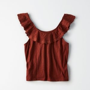 American Eagle Ruffle Overlay Top